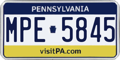 PA license plate MPE5845