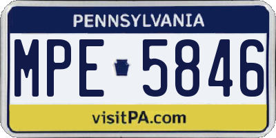 PA license plate MPE5846