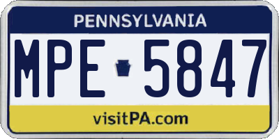 PA license plate MPE5847
