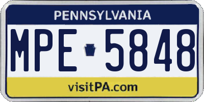 PA license plate MPE5848