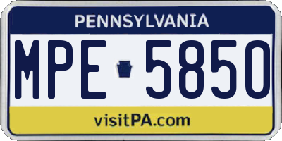 PA license plate MPE5850