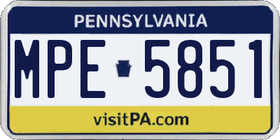 PA license plate MPE5851