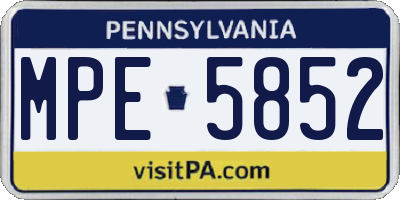 PA license plate MPE5852