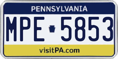 PA license plate MPE5853