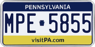 PA license plate MPE5855