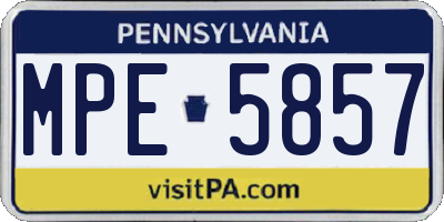 PA license plate MPE5857