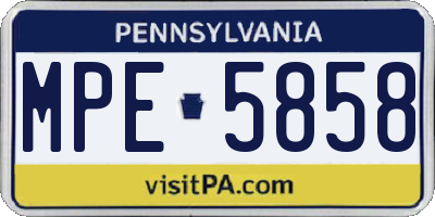 PA license plate MPE5858