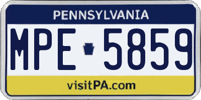 PA license plate MPE5859