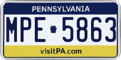 PA license plate MPE5863