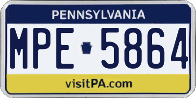 PA license plate MPE5864