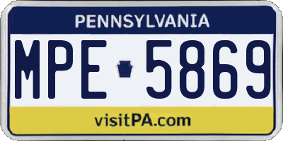 PA license plate MPE5869