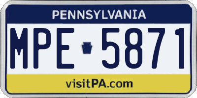 PA license plate MPE5871