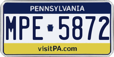 PA license plate MPE5872