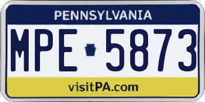 PA license plate MPE5873