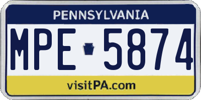 PA license plate MPE5874
