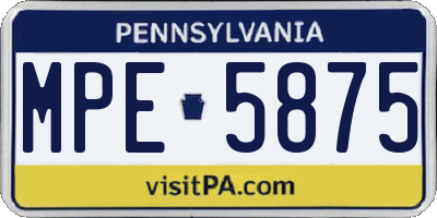 PA license plate MPE5875