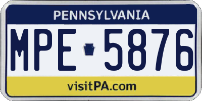 PA license plate MPE5876