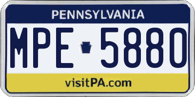 PA license plate MPE5880
