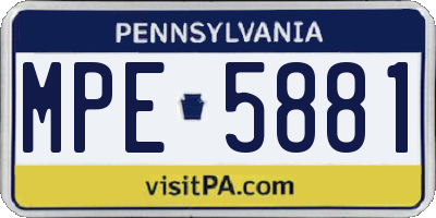 PA license plate MPE5881