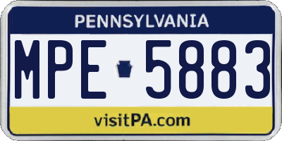 PA license plate MPE5883