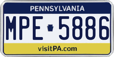 PA license plate MPE5886