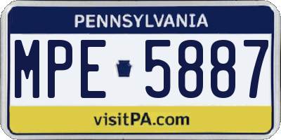 PA license plate MPE5887