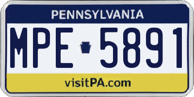 PA license plate MPE5891