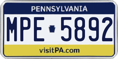 PA license plate MPE5892