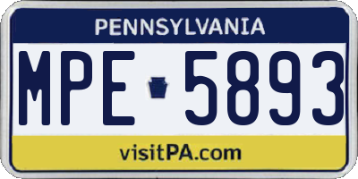 PA license plate MPE5893