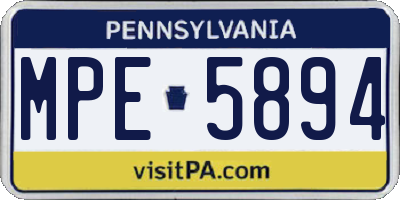 PA license plate MPE5894