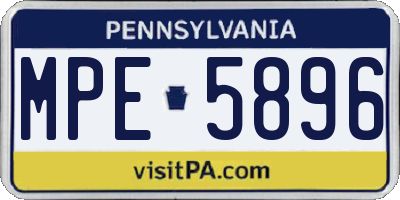 PA license plate MPE5896