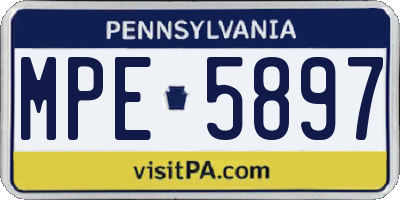 PA license plate MPE5897