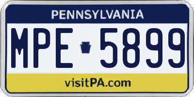 PA license plate MPE5899
