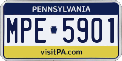 PA license plate MPE5901