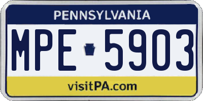 PA license plate MPE5903