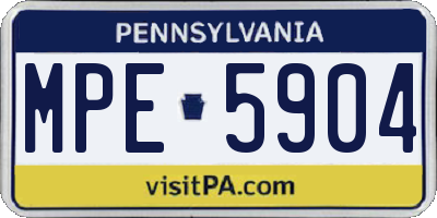 PA license plate MPE5904