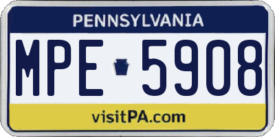 PA license plate MPE5908