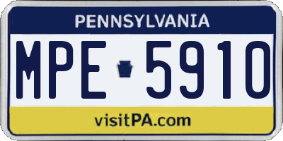 PA license plate MPE5910