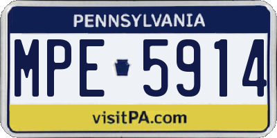 PA license plate MPE5914