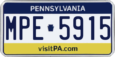 PA license plate MPE5915