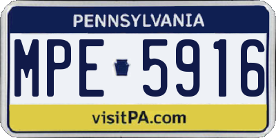 PA license plate MPE5916