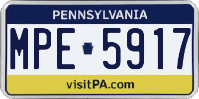 PA license plate MPE5917