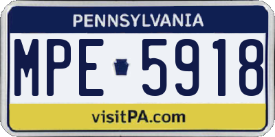 PA license plate MPE5918