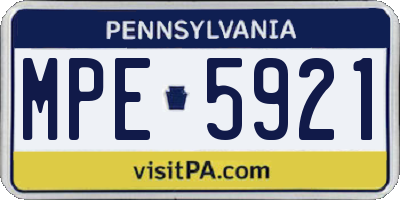 PA license plate MPE5921