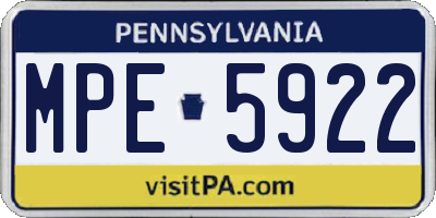 PA license plate MPE5922