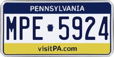 PA license plate MPE5924