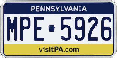 PA license plate MPE5926