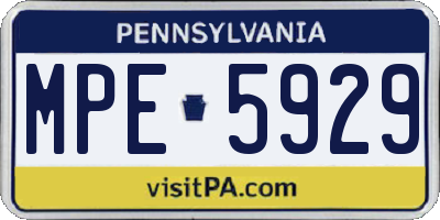PA license plate MPE5929