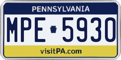 PA license plate MPE5930