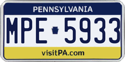 PA license plate MPE5933